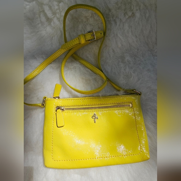 Cole Hahn♡ Yellow Patent Leather Crossbody EUC - Picture 1 of 14